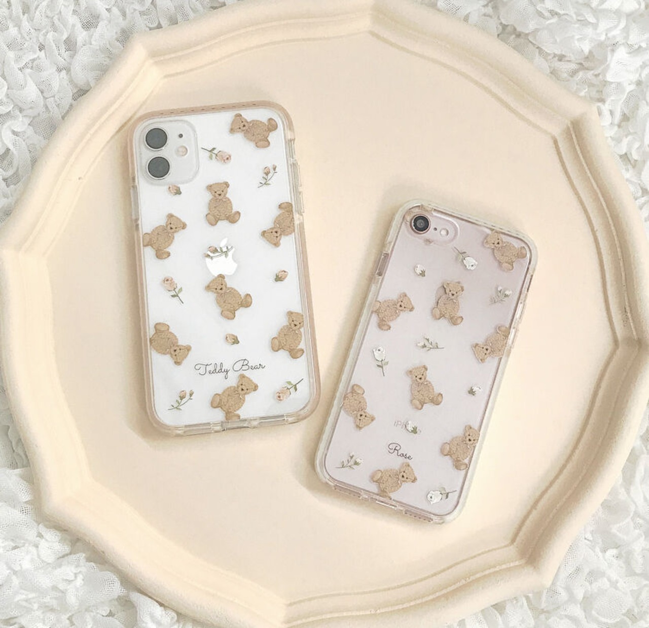 【ネーム入り】Rose Bear【耐衝撃クリアケース】B38