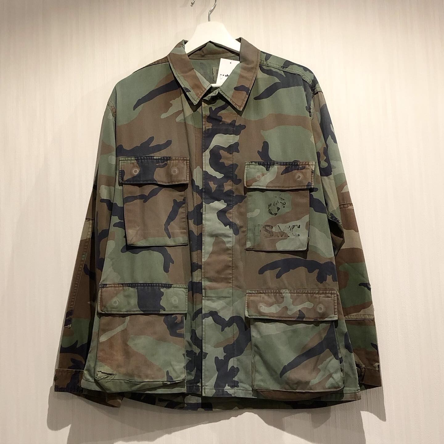 80s U.S.ARMY “USMC” woodland camo BDU shirt【高円寺店】 | What’z up powered by  BASE