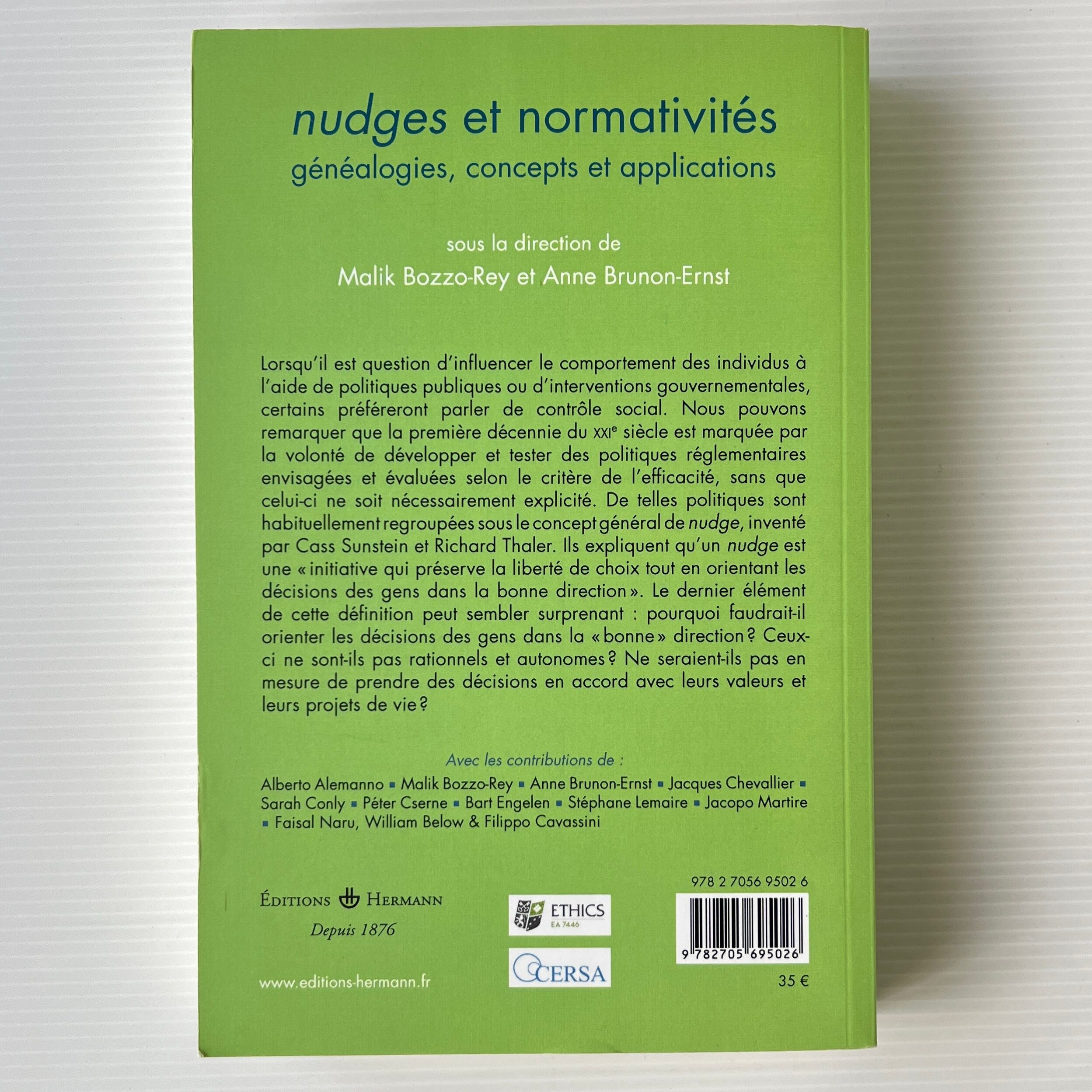 Nudges et Normativites: Genealogies, Concepts et Applications / Malik Bozzo-Rey et Anne Brunon-Ernst / Hermann