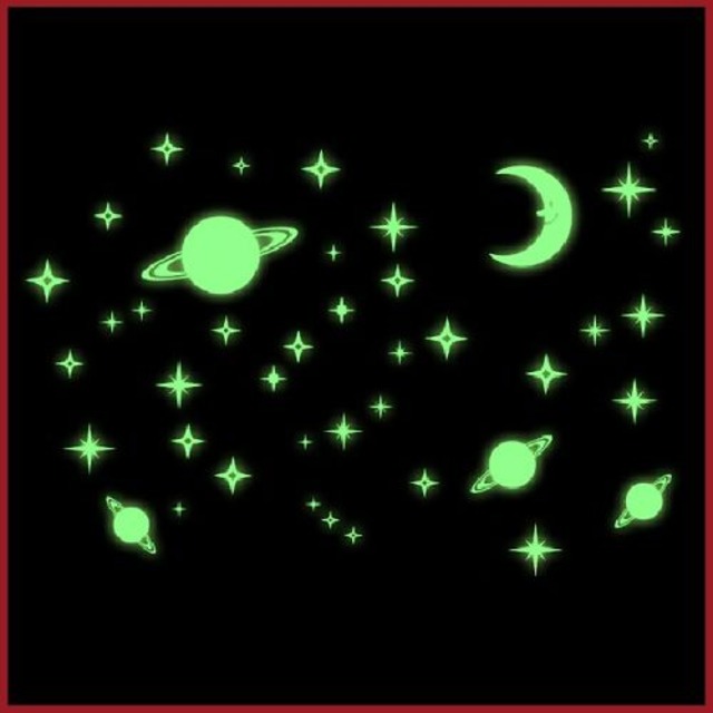 Kcab 172upk3 寝るのが楽しみ 蓄光 光る シール 壁 ステッカー 寝室 に 夜光 ウォールステッカー プラネット Lallea