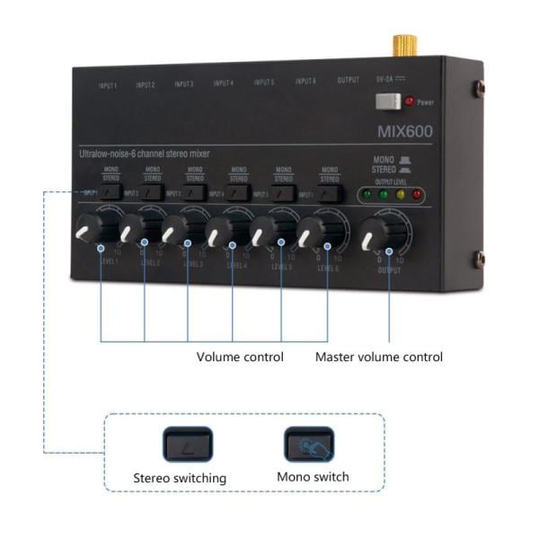 Hilitand オーディオミキサー サウンド ミキサー ステレオ Hilitand オーディオミキサー サウンド ミキサー ステレオ