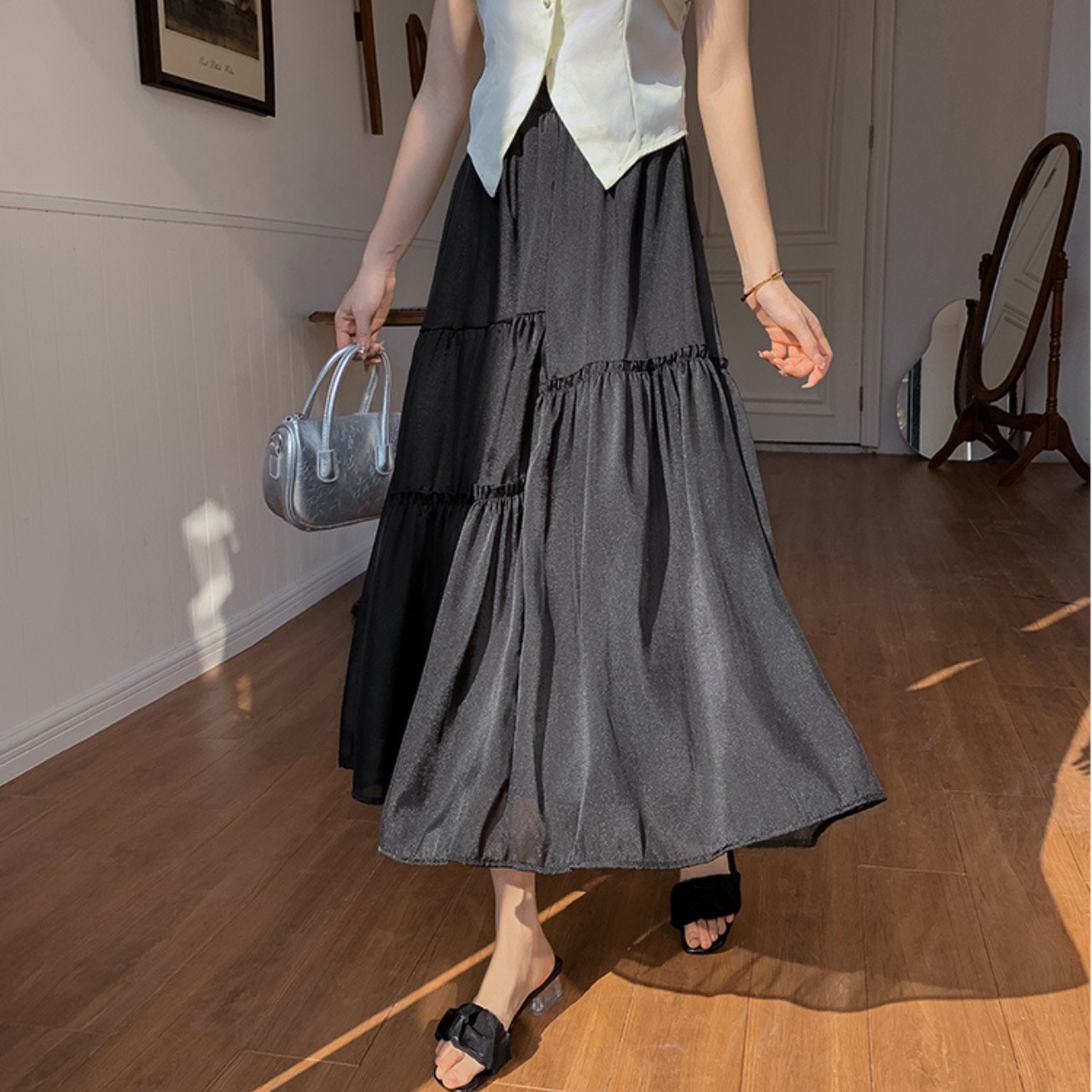 アシンメトリー ギャザー スカート 10221