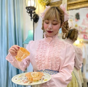 70's vintage pink lace blouse