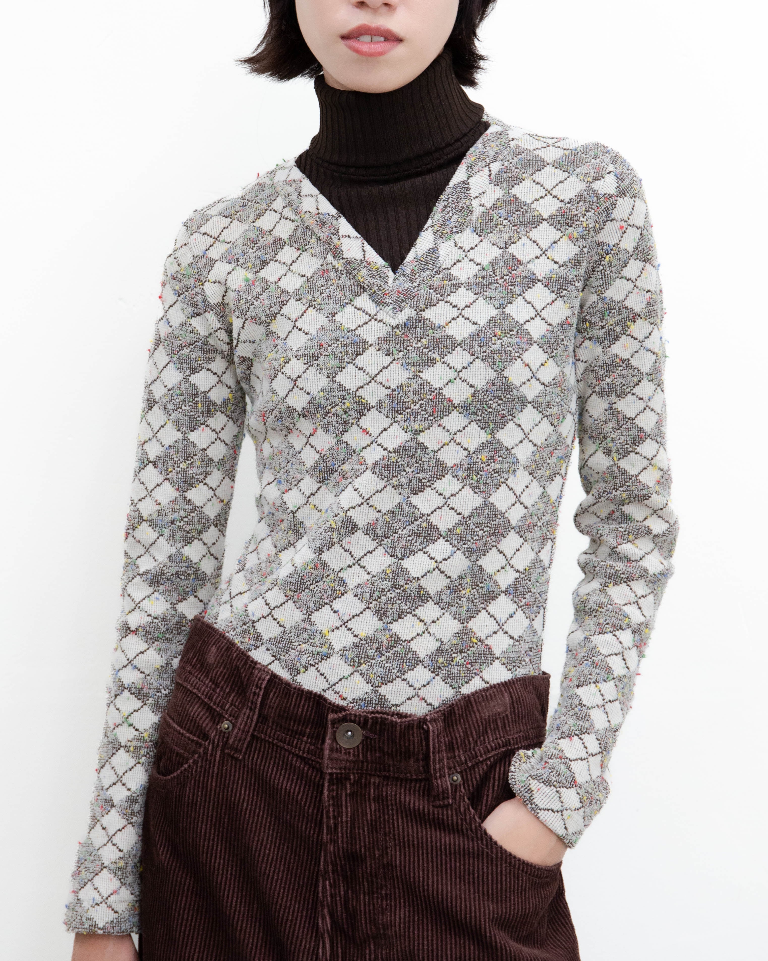 1970s argyle layered bodysuit | LUIK FINN