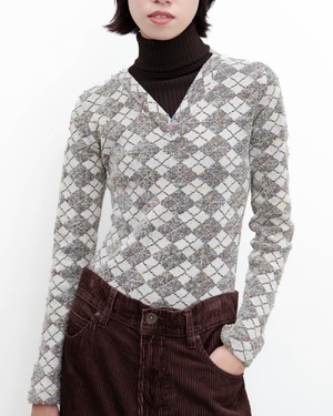1970s argyle layered bodysuit