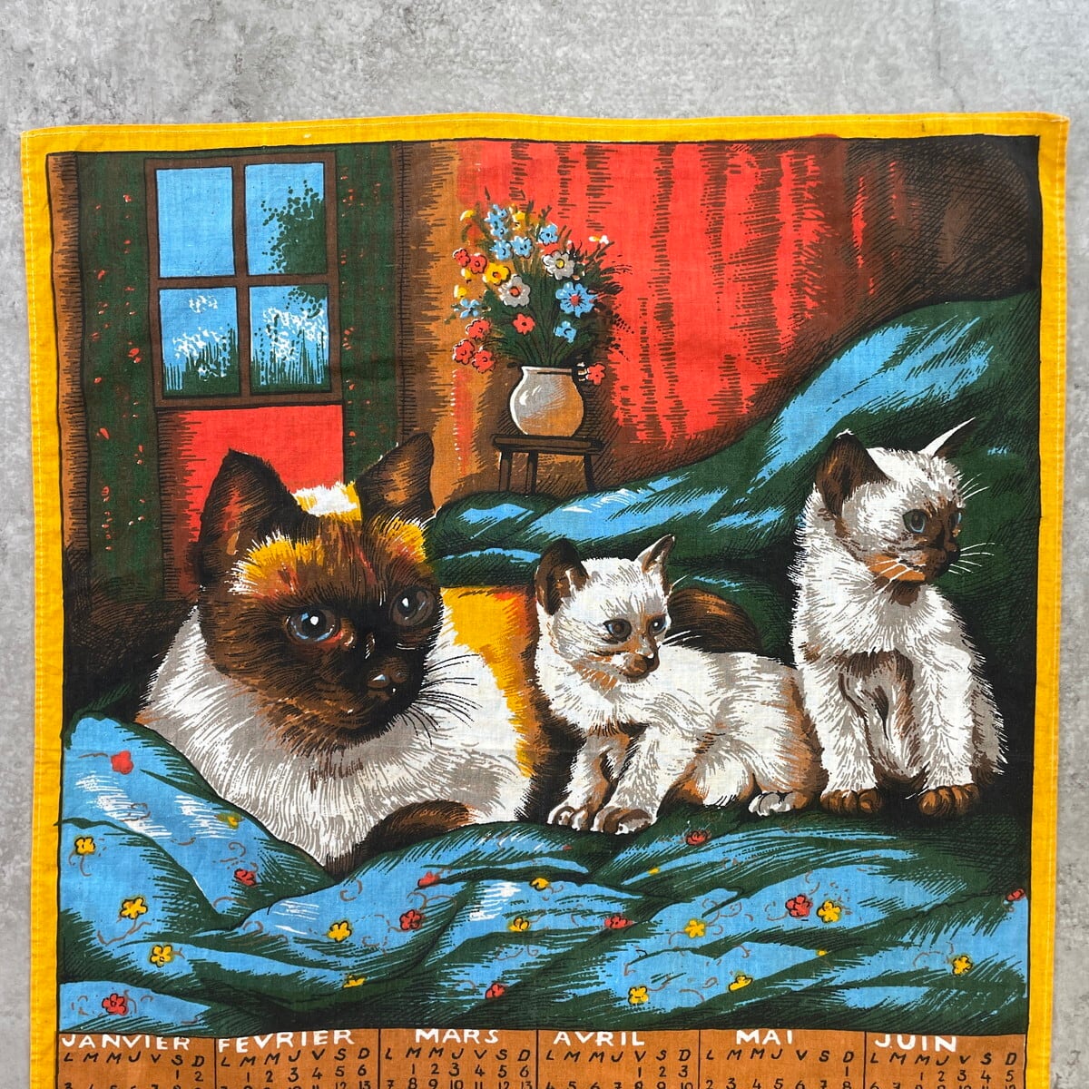 70年代 シャム猫 キャット アニマル カレンダー タペストリー