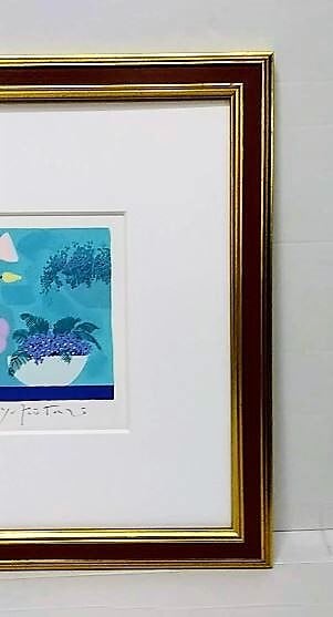 吉岡浩太郎「花の詩」 版画 シルクスクリーン288/800 額縁外寸55.0