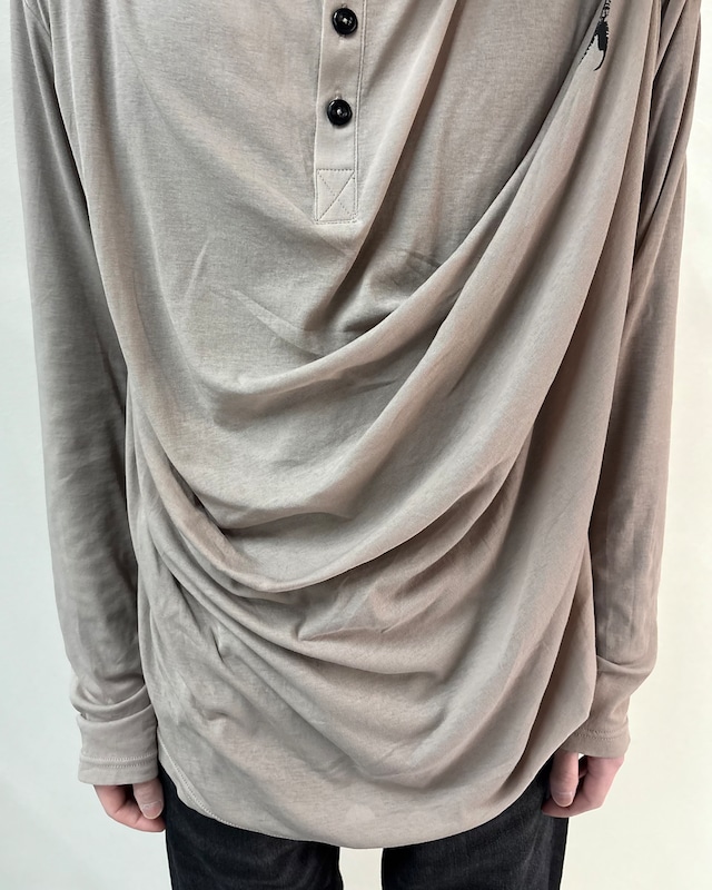 【26SS/Oscar Ouyang】CLAW DRAPE HENLEY LONG SLEEVE TEE