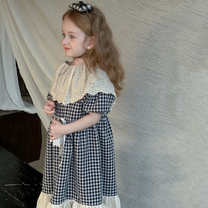 夏スクール風チェックワンピース