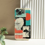 受注生産 iPhoneケース 水色と赤の抽象紙片コラージュ｜ZINEコラージュ ZINE060C