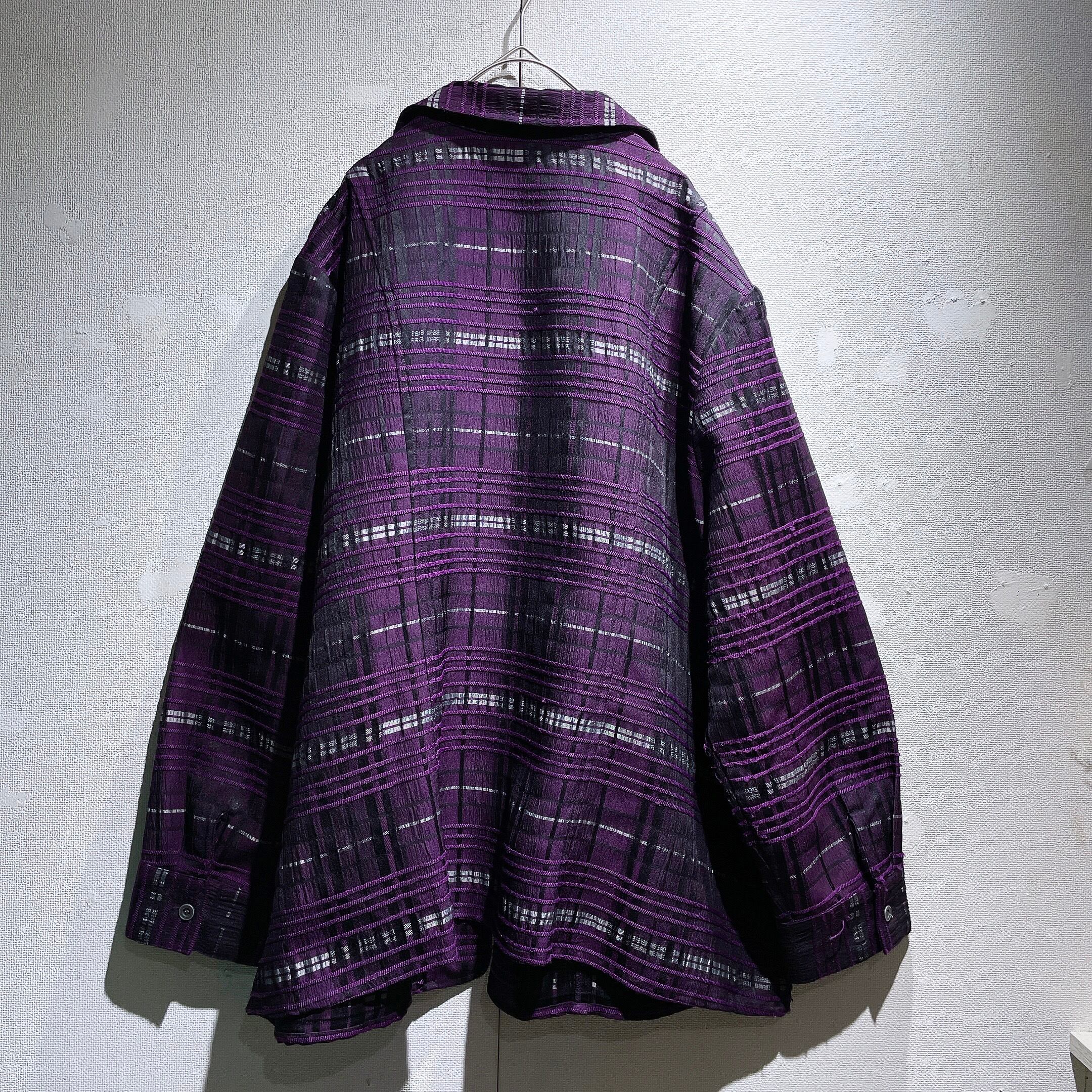 Bewitching Beautiful purple × solid embbossed Design full zip jacket