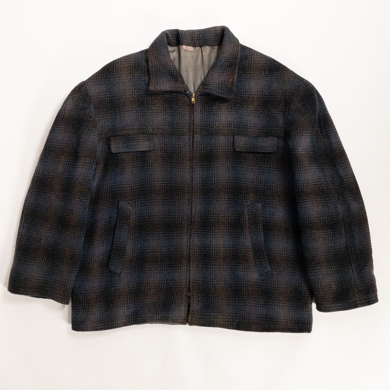 1950s "French Vintage" Blue × Brown Wool Sport Jacket