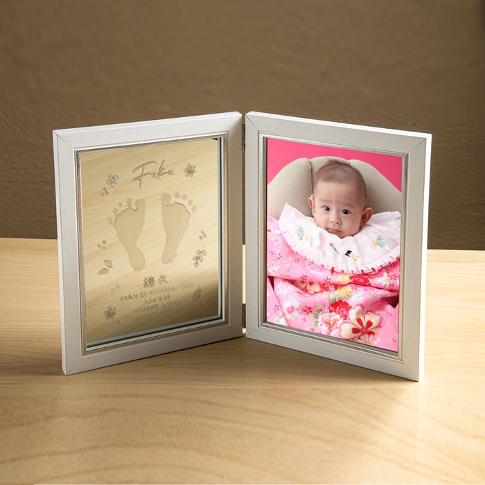 お宮参り＞ミラーフォトフレーム【ルプリエ】赤ちゃん｜手形｜足形