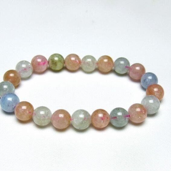 ミックスカラーベリル ブレスレット 9mm 一点物 メール便可 [M便 1/10] 111-48880