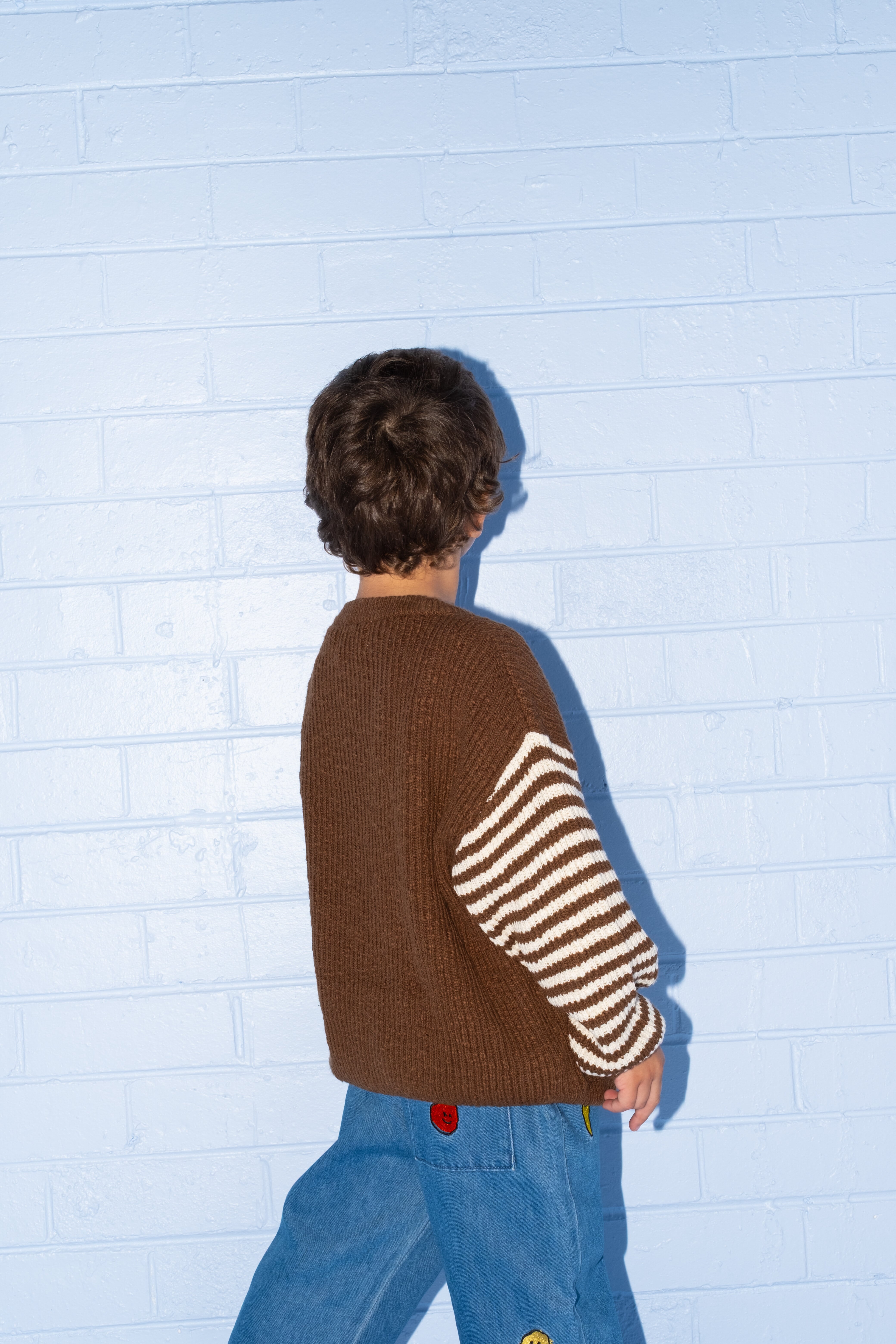 【即納/送料無料】Grown / Organic Stripe Sleeve Knit Pull Over
