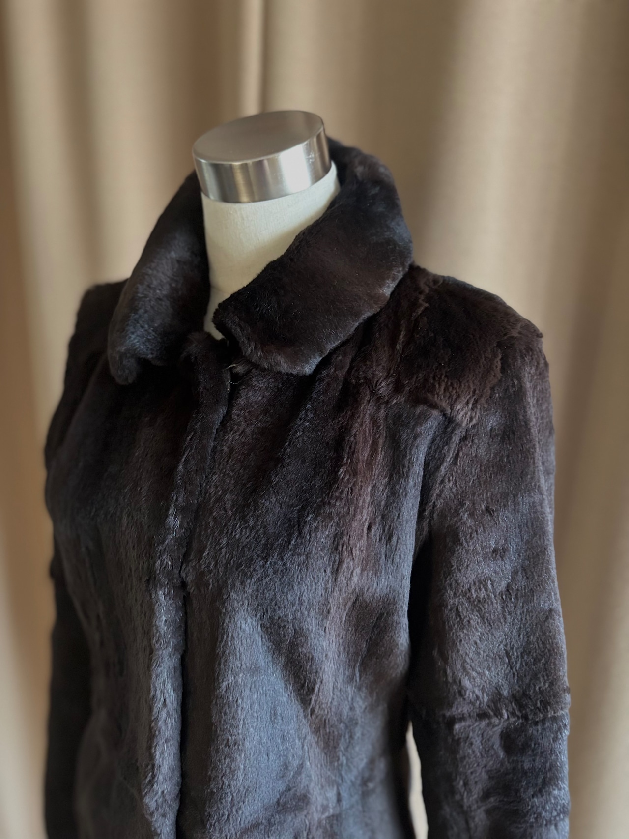 dark brown real fur scarf set jacket-5153-1