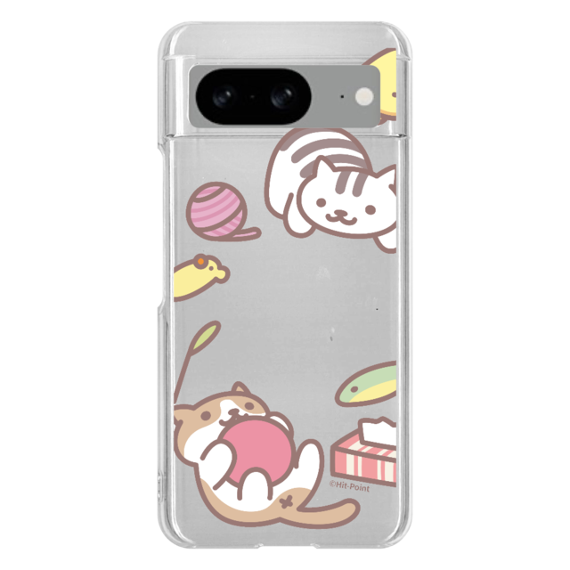【Google Pixel9/9Pro】【ねこあつめ（ボールあそび）】スマホケース クリアタイプ