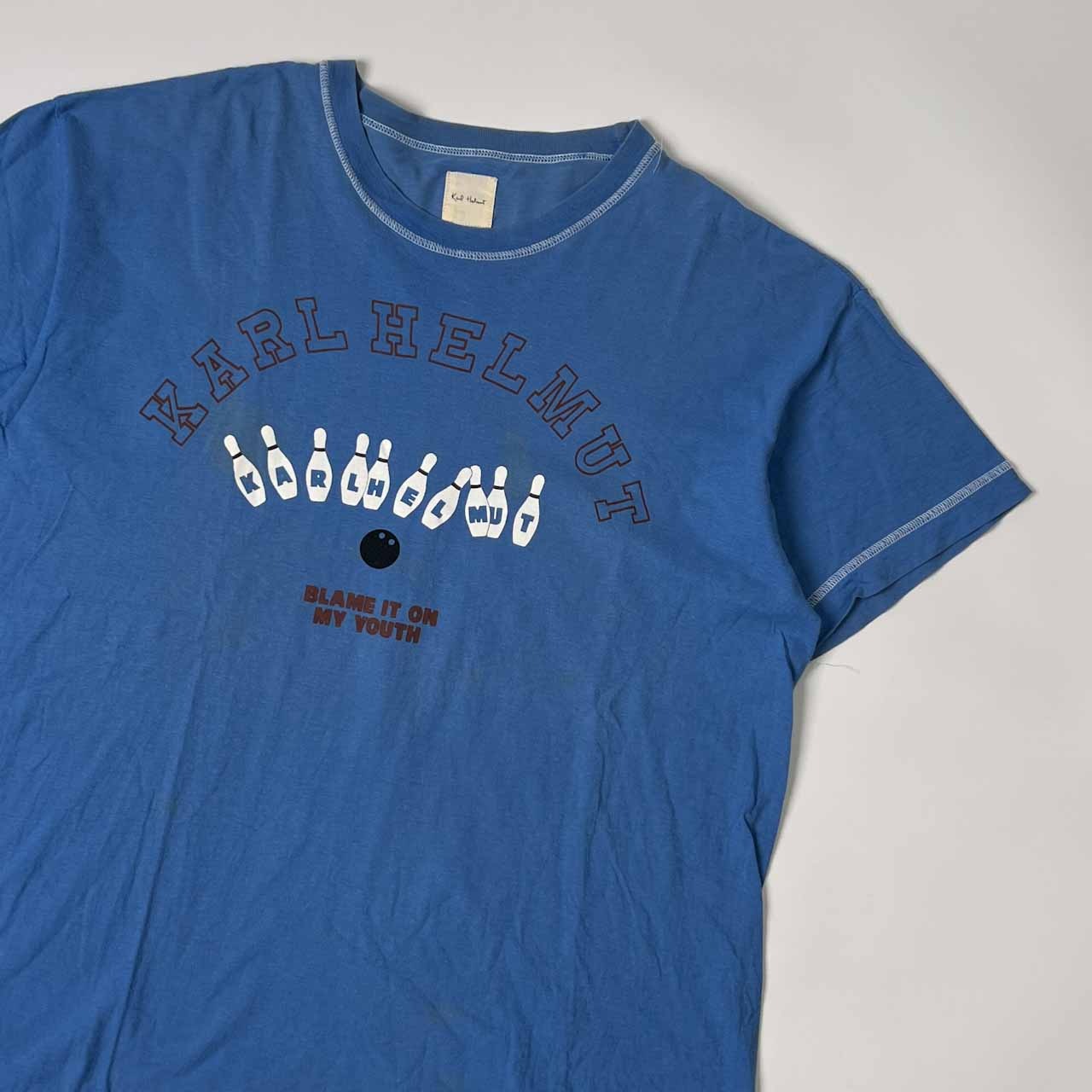 Karl Helmut カールヘルム ボーリング デザイン 半袖 Tシャツ/ブルー メンズ