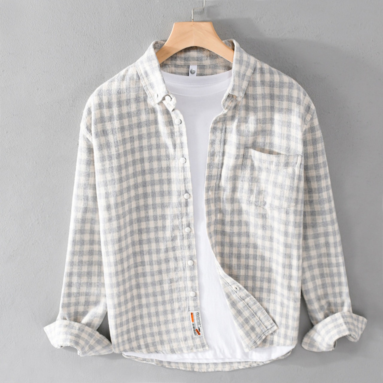 【M-3XL】Fine Check Long Sleeve Shirt / ファイン チェック 長袖 シャツ
