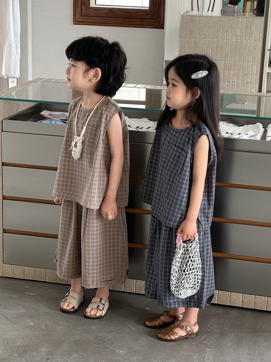 チェック柄セットアップ（2色展開）JIAY｜上下セット ノースリーブ