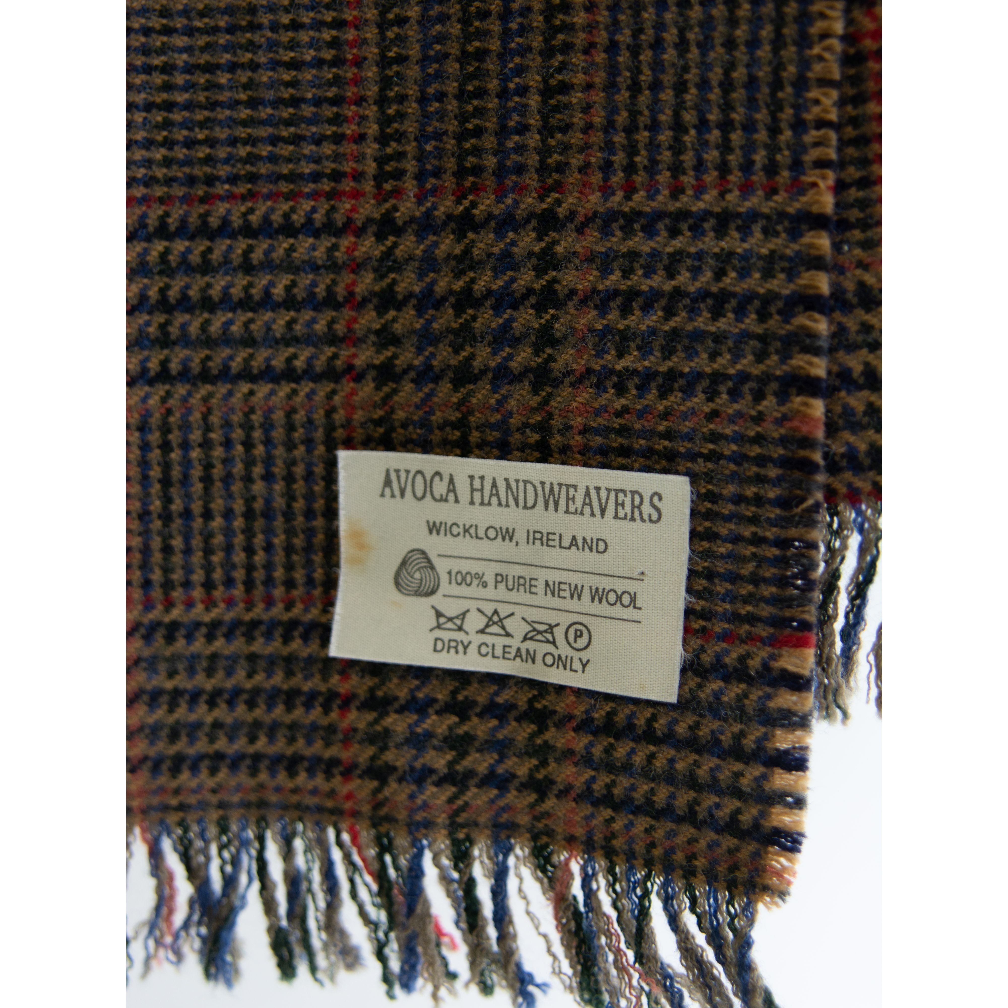【AVOCA HANDWEAVERS】Made in Ireland 100% wool check scarf（アヴォカ アイルランド製 ウール チェック柄フリンジ マフラー ストール）11d