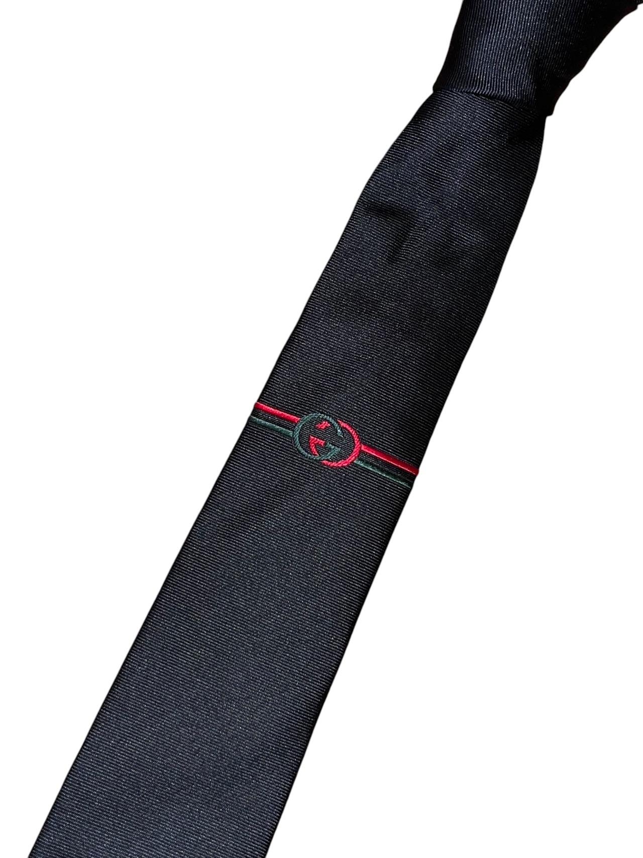 GUCCI black color silk narrow tie