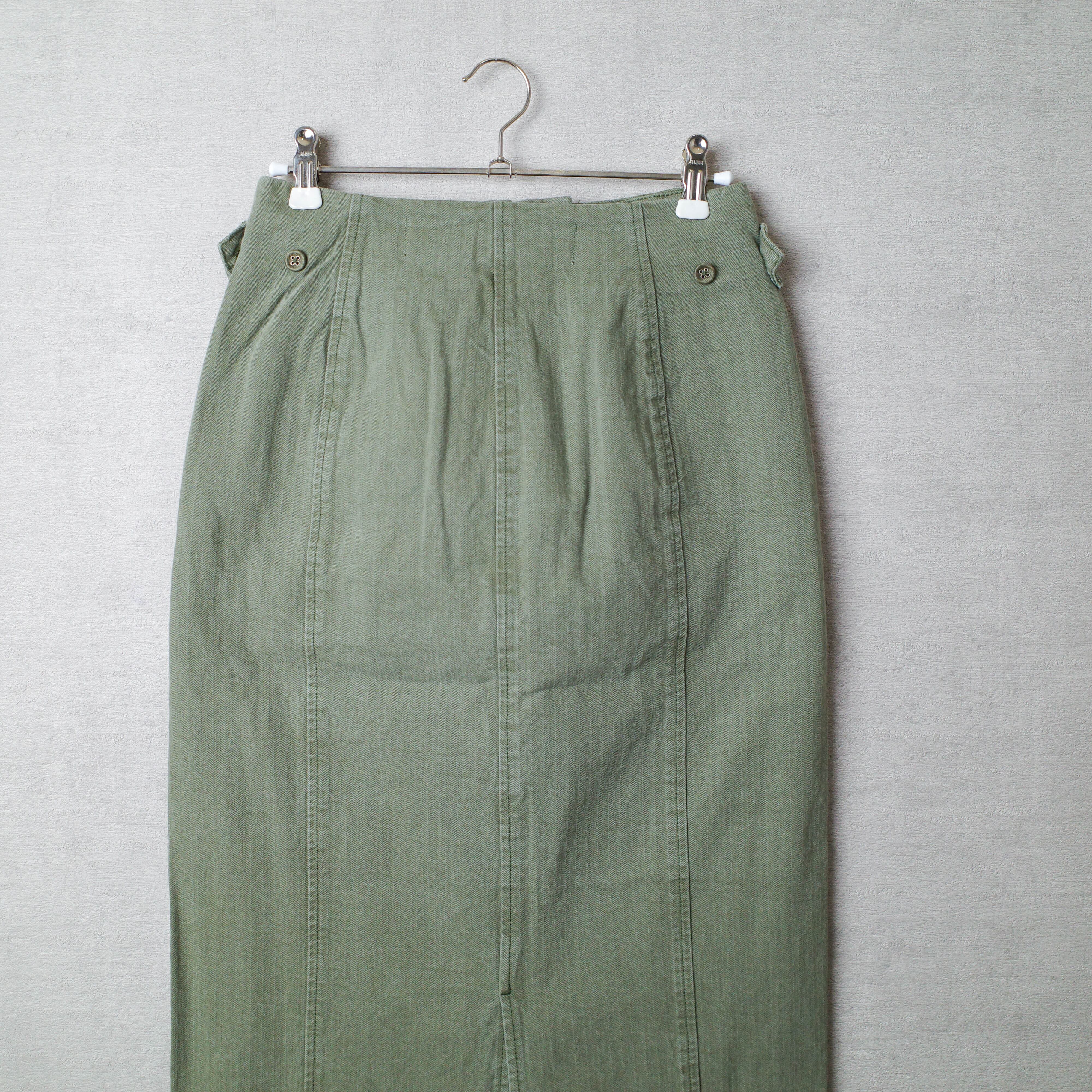 [NEW] BLACK by MOUSSY	JAPAN MADE HERRINGBONE PENCIL SKIRT KHAKI　070BA311-0030