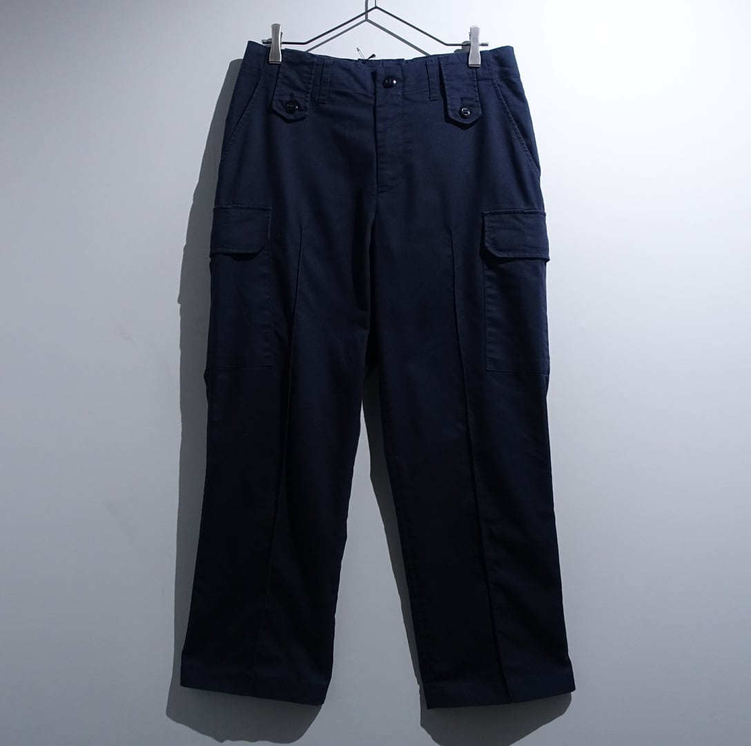 Navy Center Pleat Wide Cargo Pants