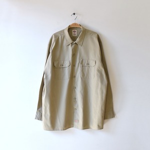 ディッキーズ ワークシャツ 長袖シャツ カーキ ビッグサイズ メンズXL Dickies アメカジ 古着 @CA0460