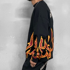【Palm Angels】GD GRAFFITI FLAMES CREWNECK(BLACK/RED)
