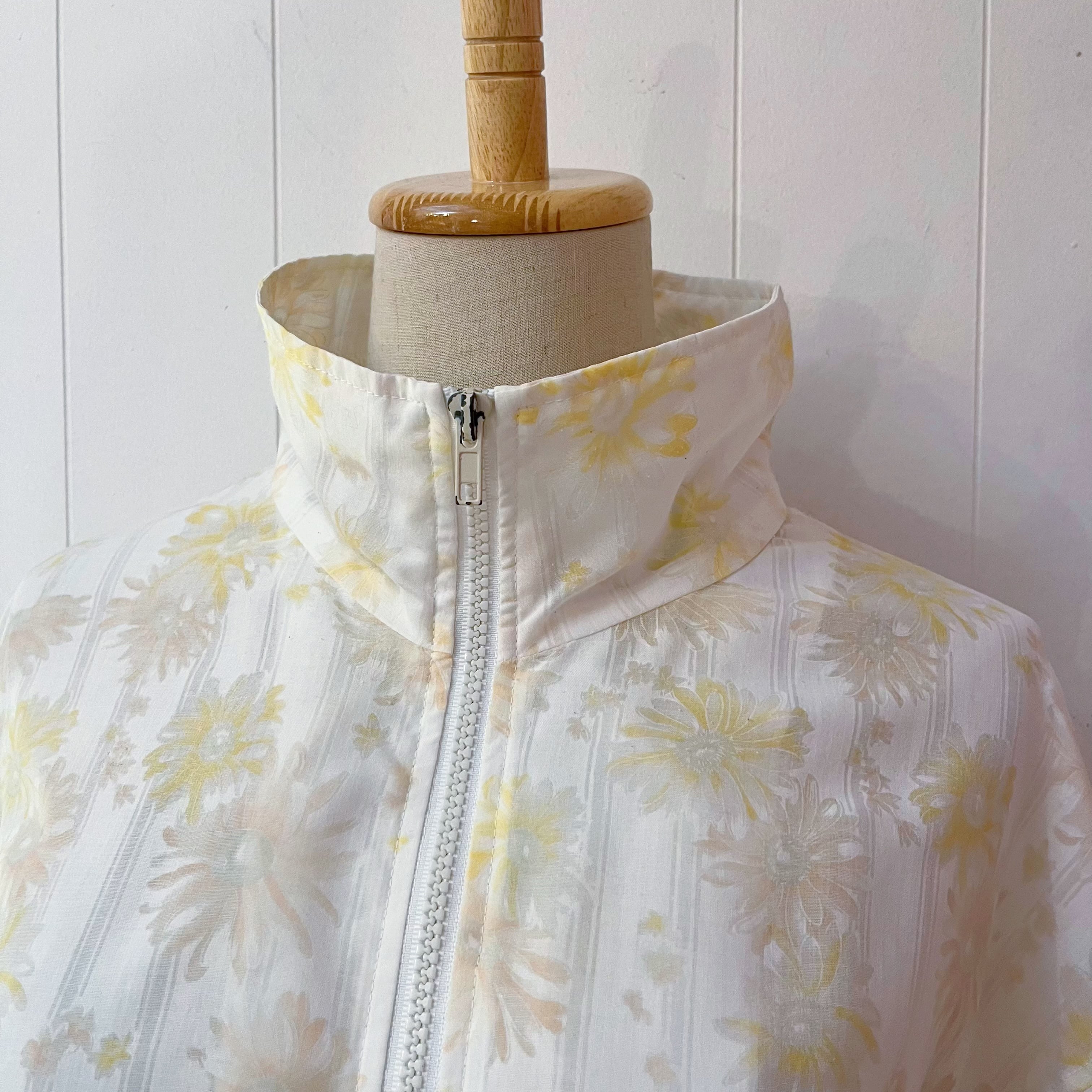 flower stripe sheer zip-up jacket
