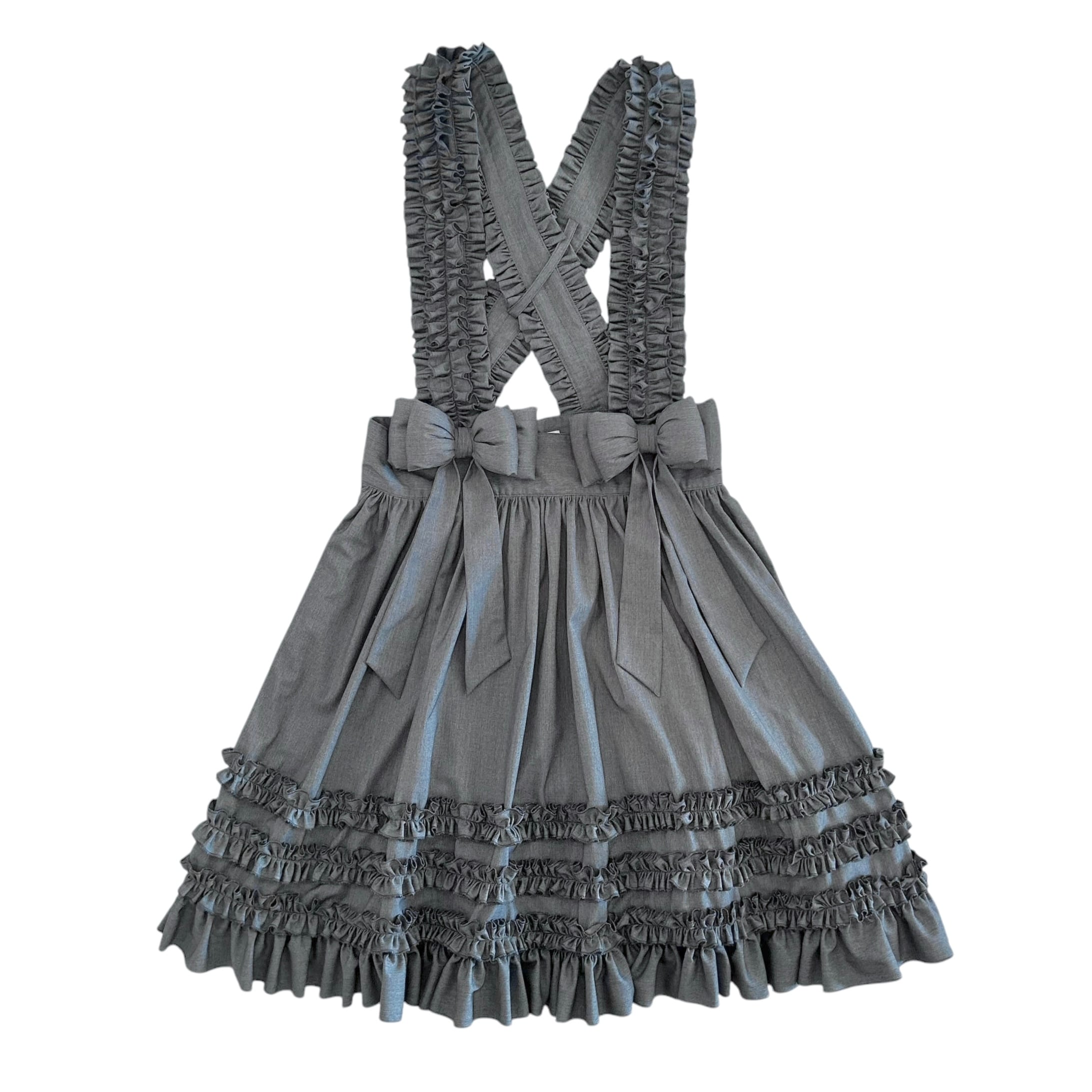 リボンフリルジャンパースカート GRAY