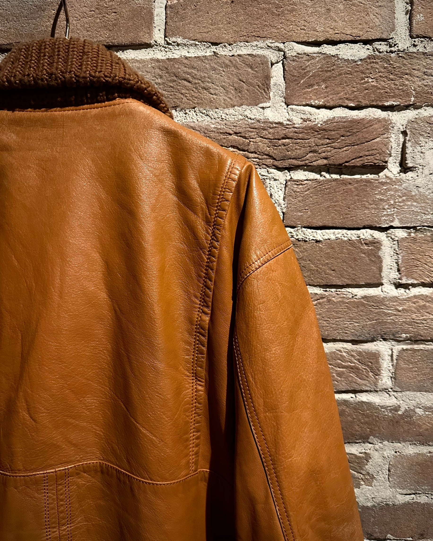 KAY アメリカンヴィンテージ Caka act3】Knit Switching Button Gimmick Vintage Loose Leather