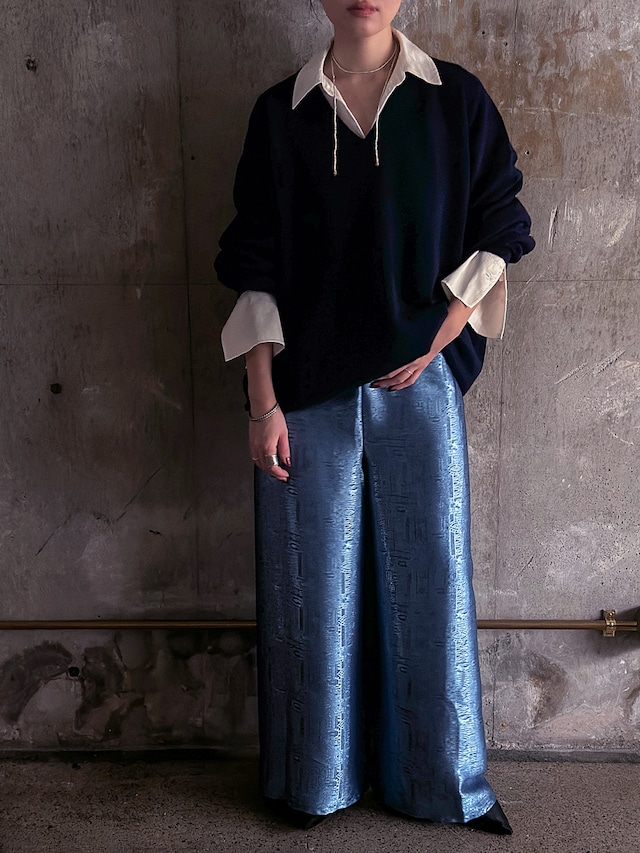 333 original/Embroidery silk wrap pants (BLUE) 333 original/Embroidery silk wrap pants (BLUE)