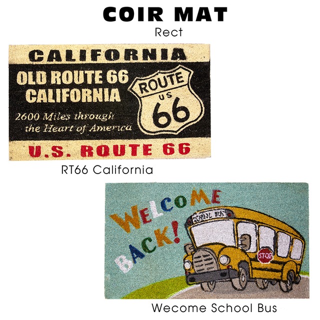 route66  カルフォルニア スクールバス welcome 【玄関マット】コイヤーマット[レクト]＜アメリカン雑貨＞