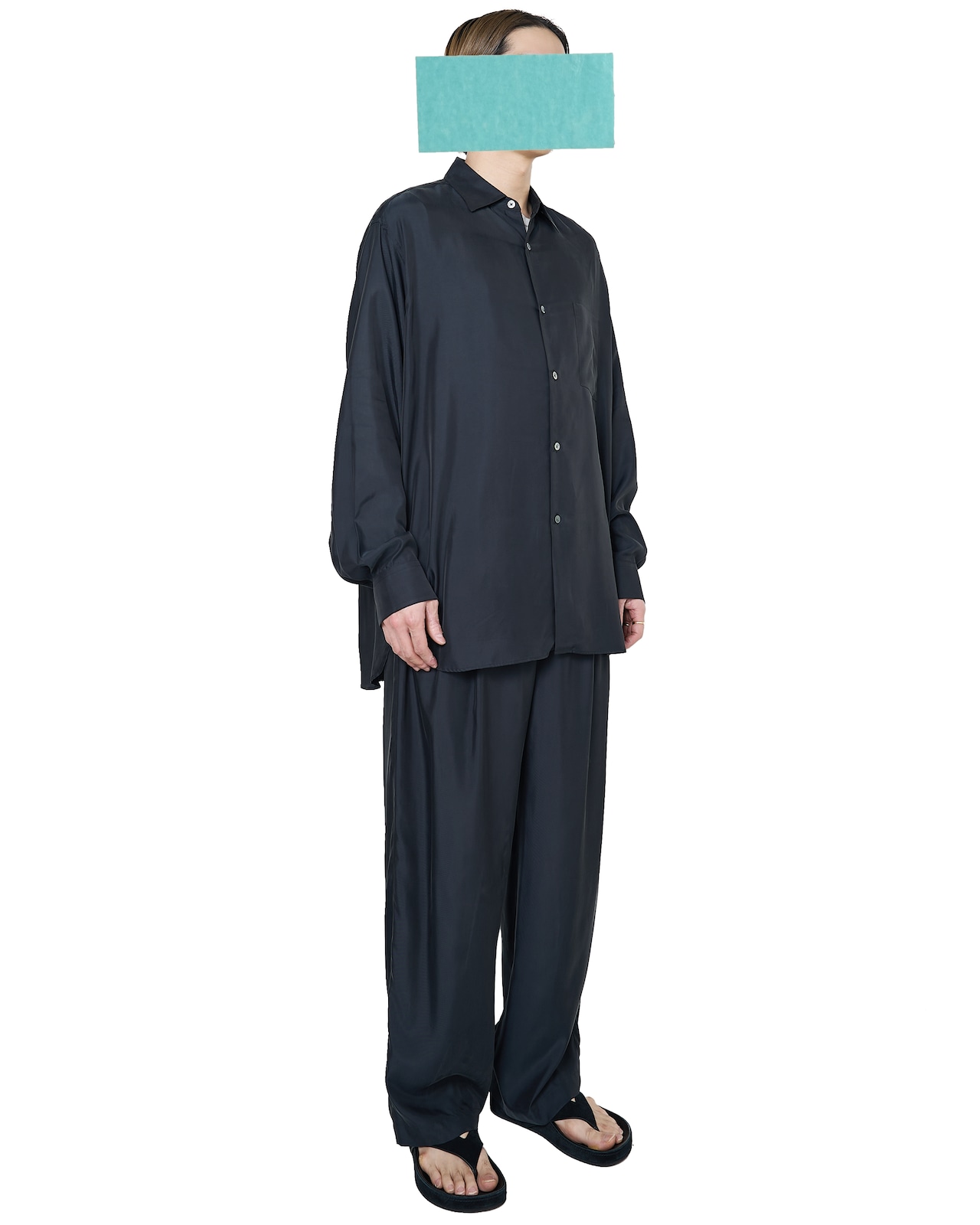 ssstein "CUPRO TWILL WIDE EASY TROUSERS 〔BLACK〕"