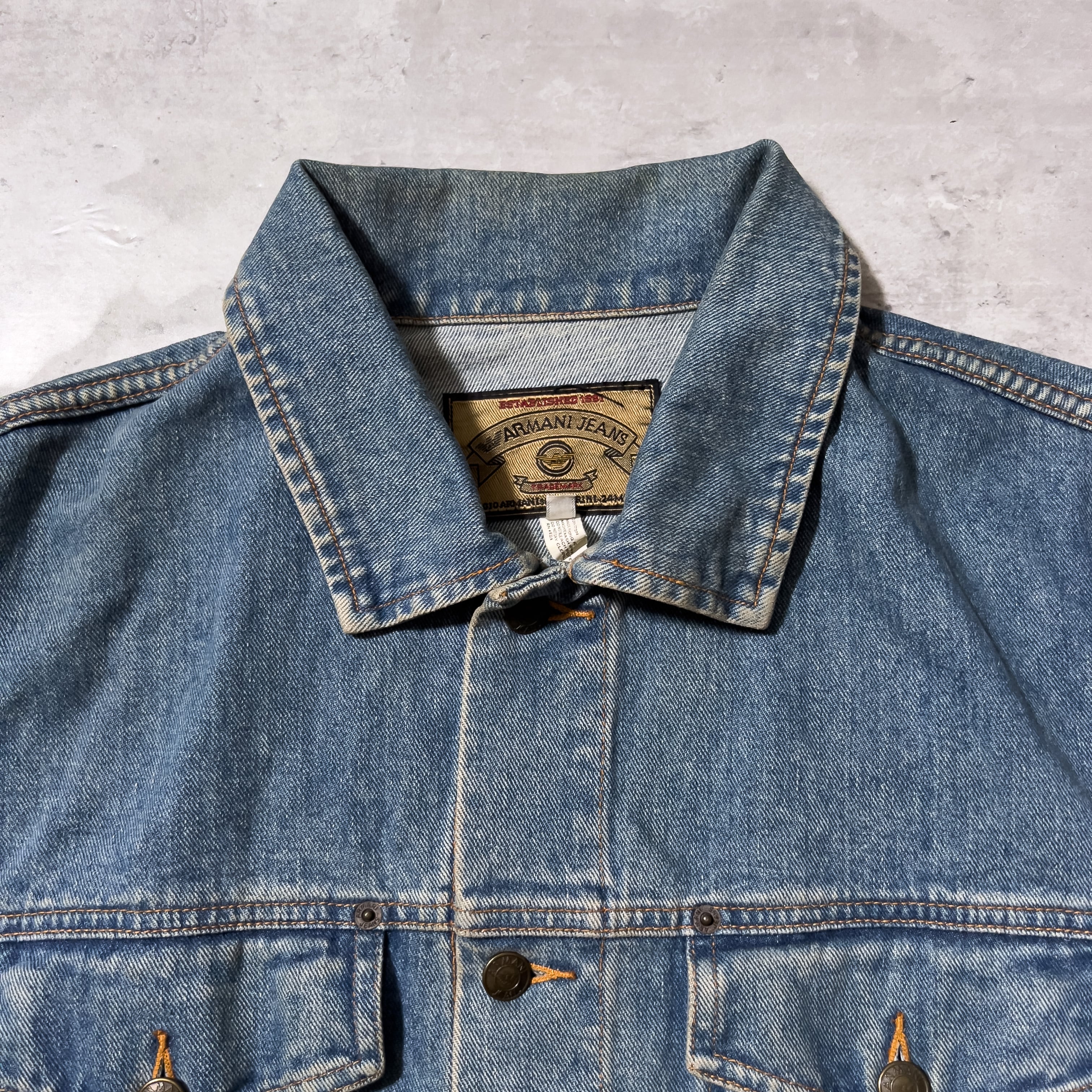 90s “ARMANI jeans” denim jacket made in Hong Kong 90年代 ...