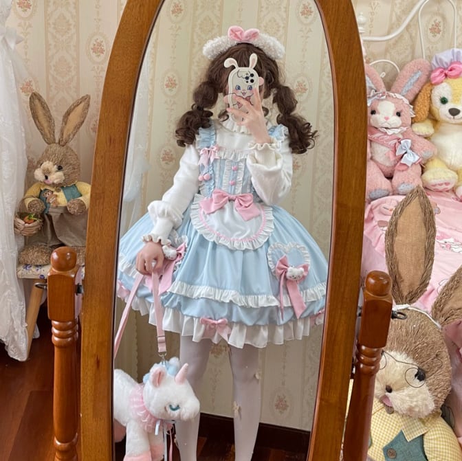 ゆめかわ♡全2カラー リボンとハートのロリータJSK wanpi6 ゆめかわ♡全2カラー リボンとハートのロリータJSK wanpi6