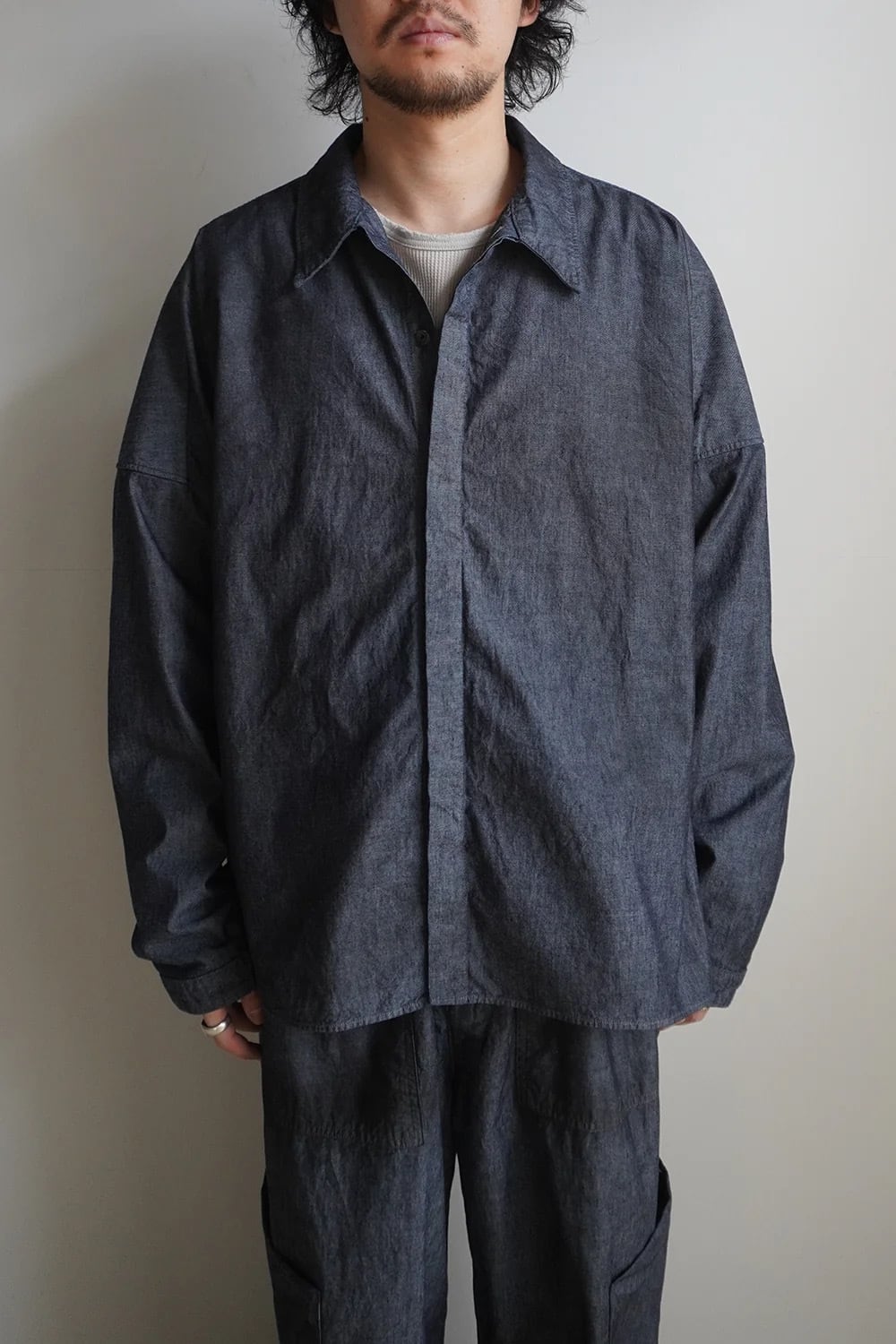 24SS】ANCELLM CHAMBRAY DRESS LS SHIRT (INDIGO) ANC-SH31-B | IAAAM