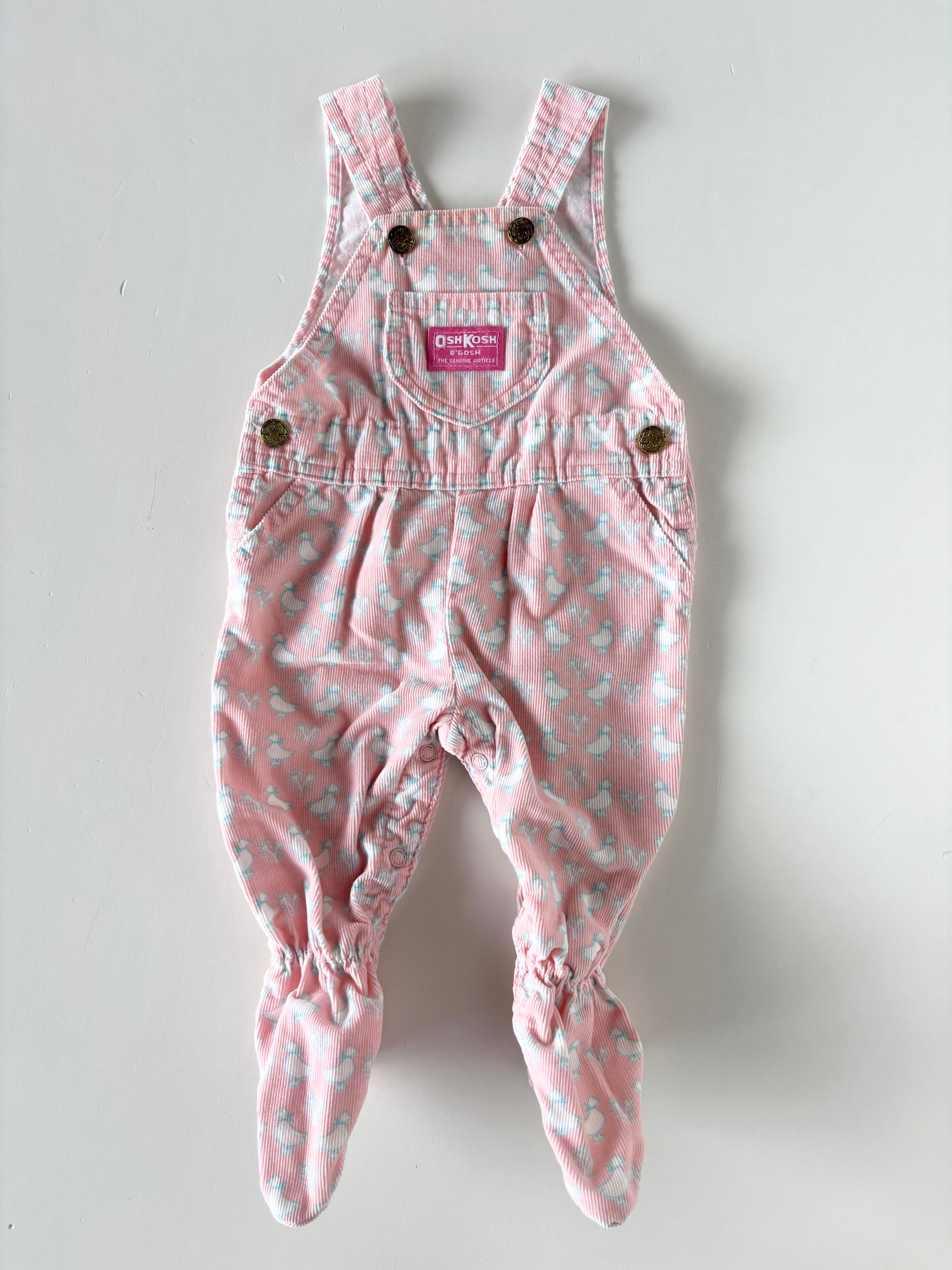 【6-9m・vintage】USA製 OshKosh 足つきオーバーオール