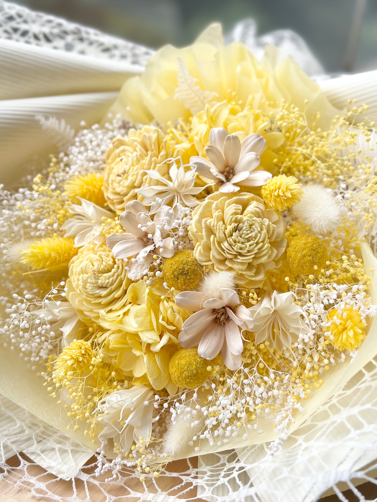 ドライフラワー花束(蜂蜜色) □Мサイズ 【定番商品】 画像4