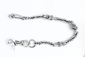 BULL WALLET CHAIN  SILVER DIAMONDS