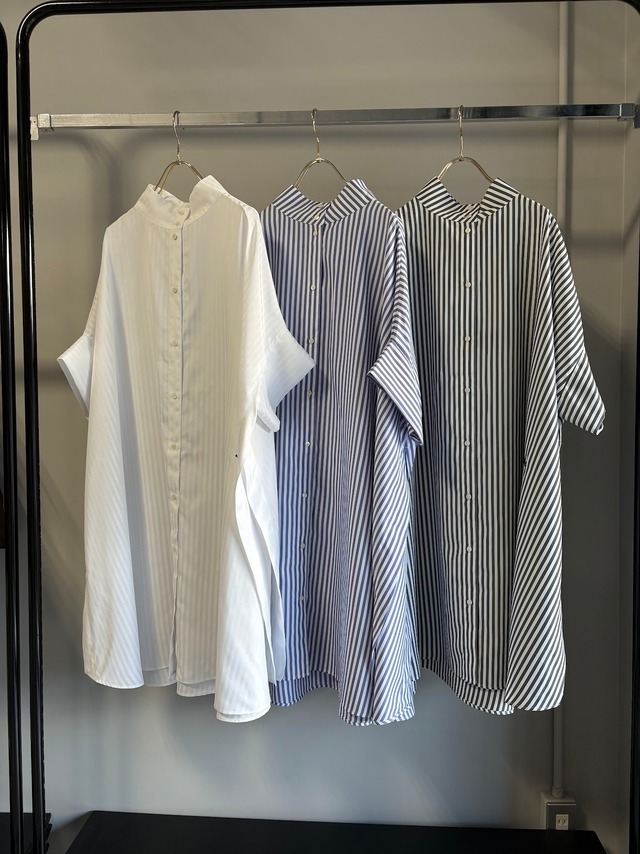 【ご予約】オーバースリットストライプシャツ  　MG BL - 26040 - S 【margaux vintage】