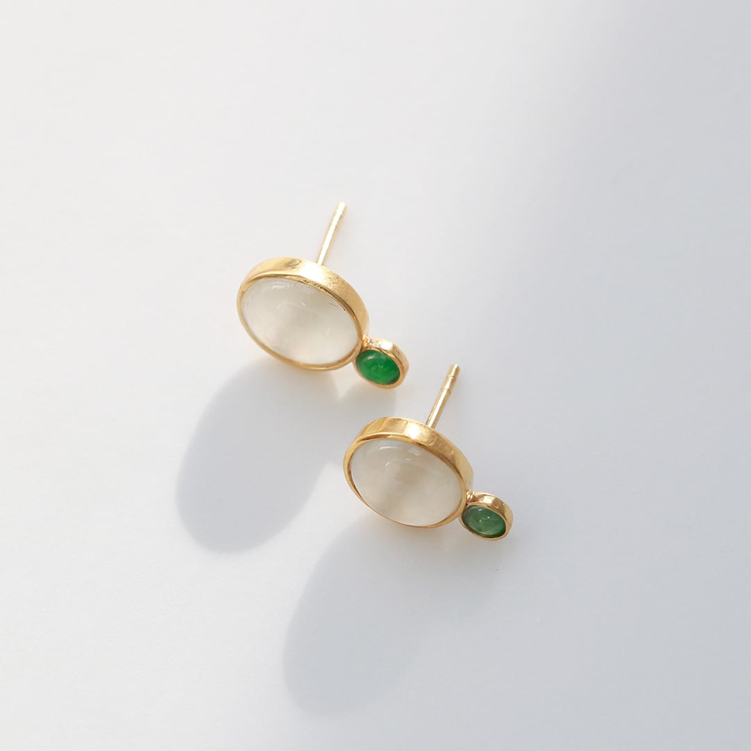 K10 ice&green翡翠ピアス A貨翡翠 jd_mm1220 | 【MeiNu（メイニュウ