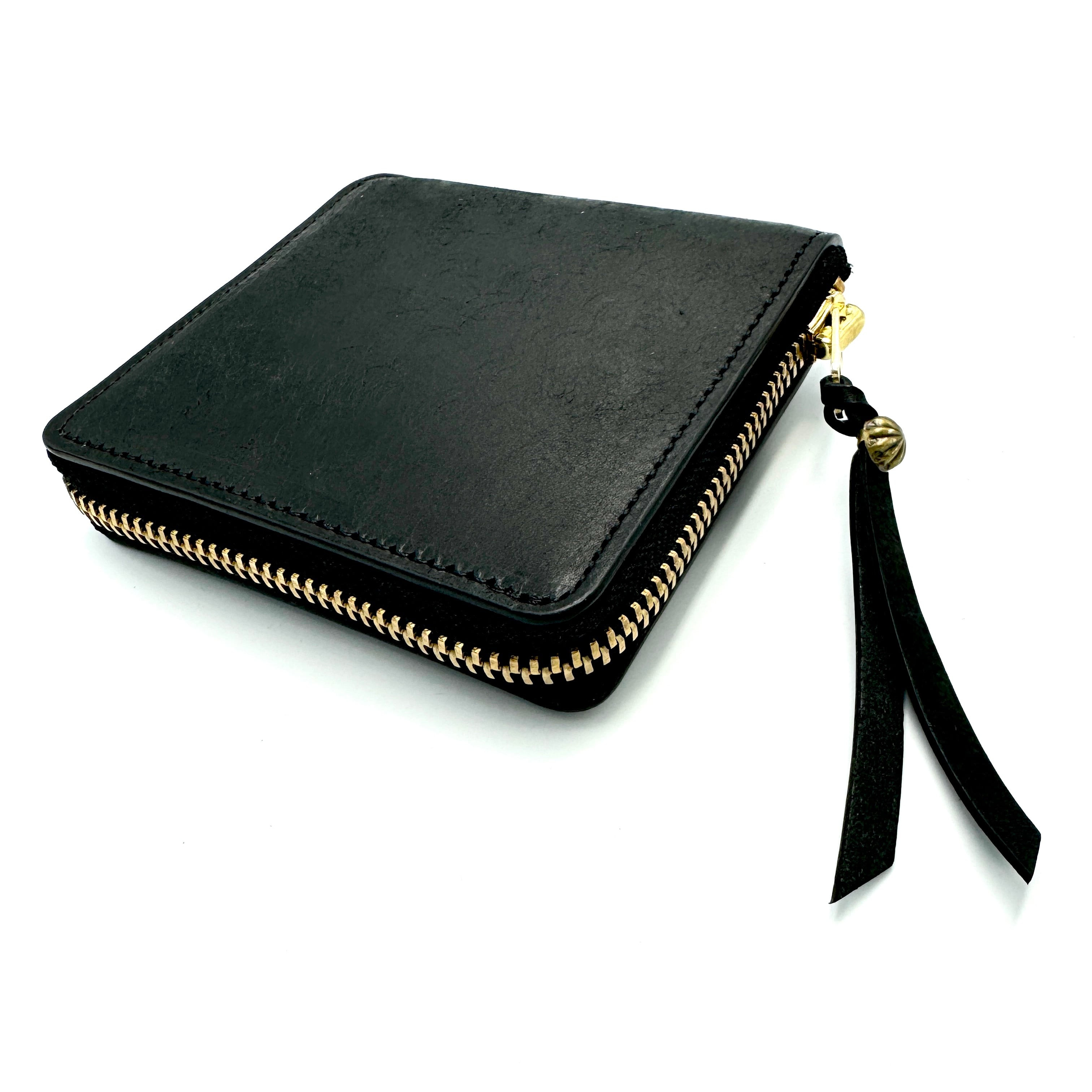 YONZY RZショートウォレット 牛革 スクラッチレザー ブラックYZRZSW TYPE2