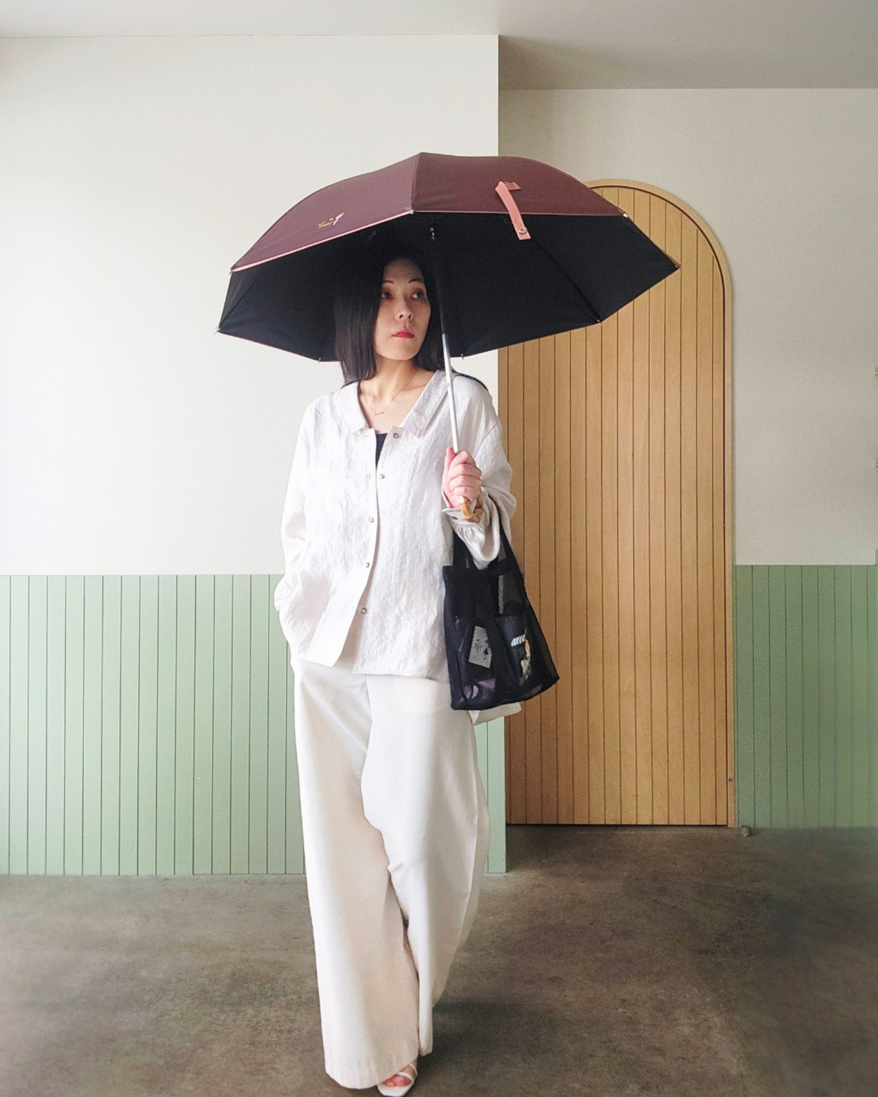 【日傘ショート：晴雨兼用】シネマティック・アンブレラ（ショコラ・アプリコット）♡恋するアイリー♡ - 1