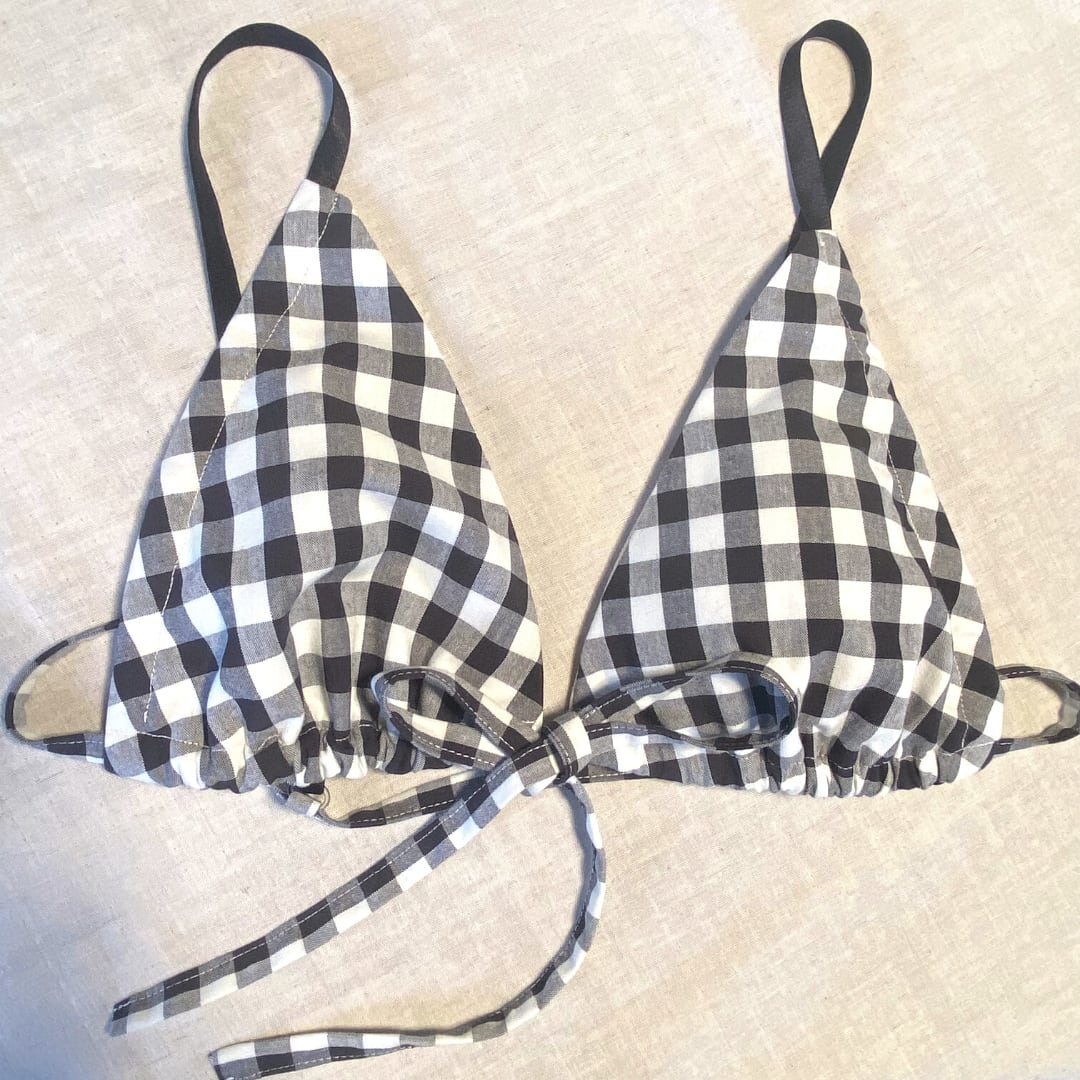 Katie♡ギンガムチェック クロップドキャミソール 黒 ブラック