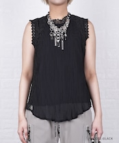 シフォン×レースドッキングブラウス (BLACK) CQ-46108H