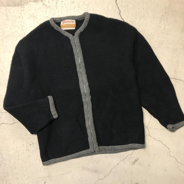 ⊕1970’S JANTZEN F/Z WOOL BLACK CARDIGAN
