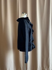 girly mode black frill shirt-4861-8